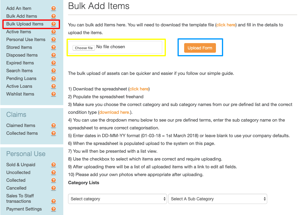 New Feature Bulk Uploads